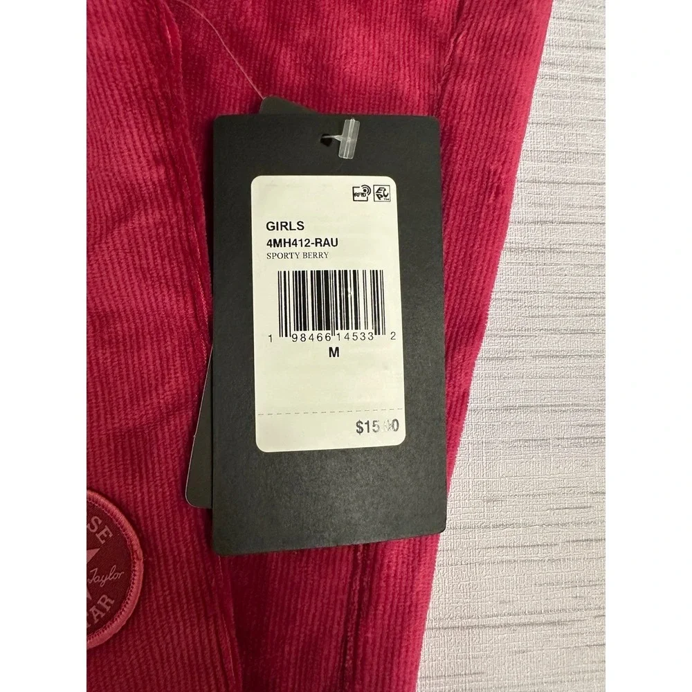 Converse Girls Sporty Berry Corduroy Flare Leg High Rise Pants Size M 10-11Y NWT